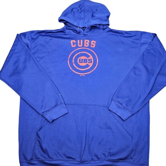 Majestic Chicago Cubs Blue Screenprinted Hoodie Sweatshirt Mens Size 3XL Tall - Picture 10 of 10